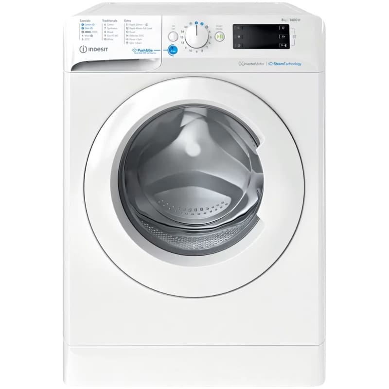 Indesit Push&Go Steam WASHING MACHINE 8KG - White