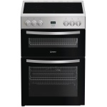 Indesit IDE6VDCS1 60cm Electric Double Cooker with Ceramic Hob - Silver