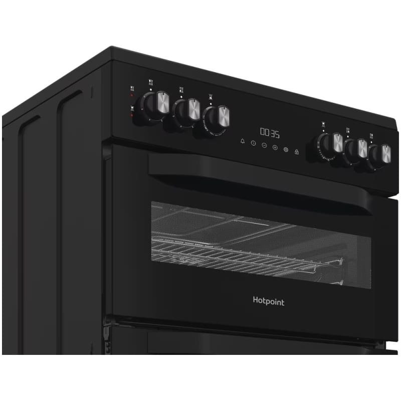 Hotpoint HDE6VDB1 60cm Electric Double Cooker with Multiflow - Black - Image 2