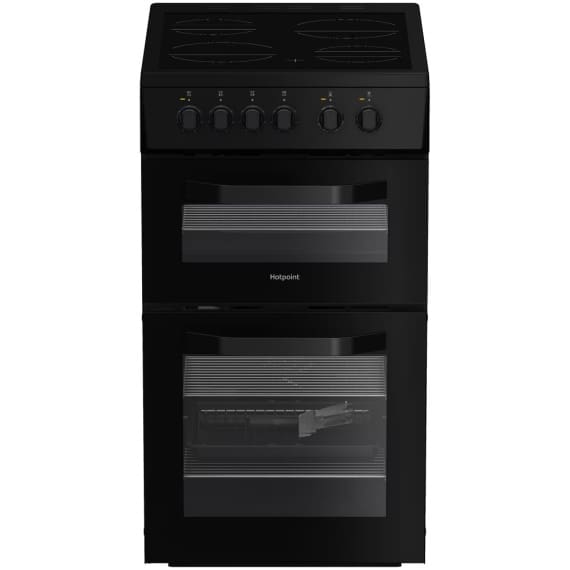 Hotpoint HTE5VCW 50cm Electric Twin Cooker with Ceramic Hob - Black