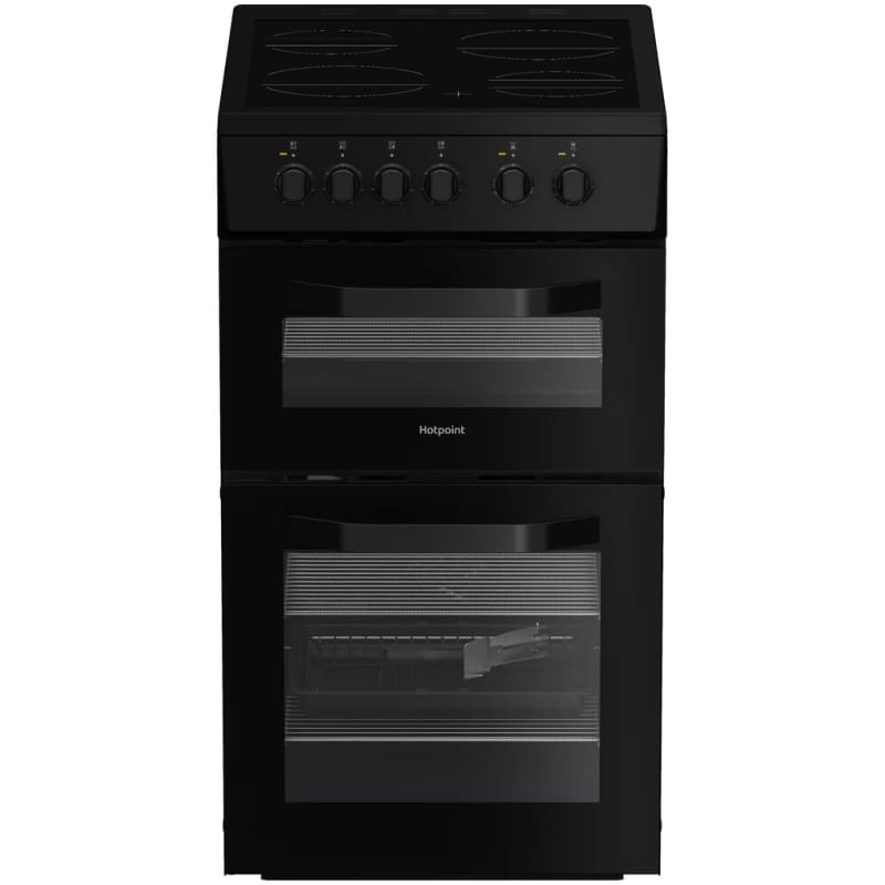 Hotpoint HTE5VCW 50cm Electric Twin Cooker with Ceramic Hob - Black