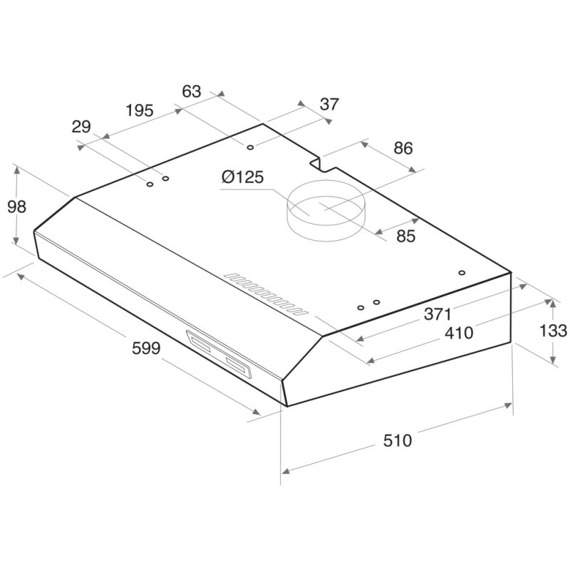 Indesit 60CM Visor Hood - Slider Control - White With Synthetic Grease Filter - 52 / 71 Db - Image 2