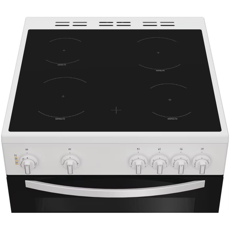 Indesit ITE6VMW 60cm Electric Twin Cooker with Ceramic Hob - White - Image 2
