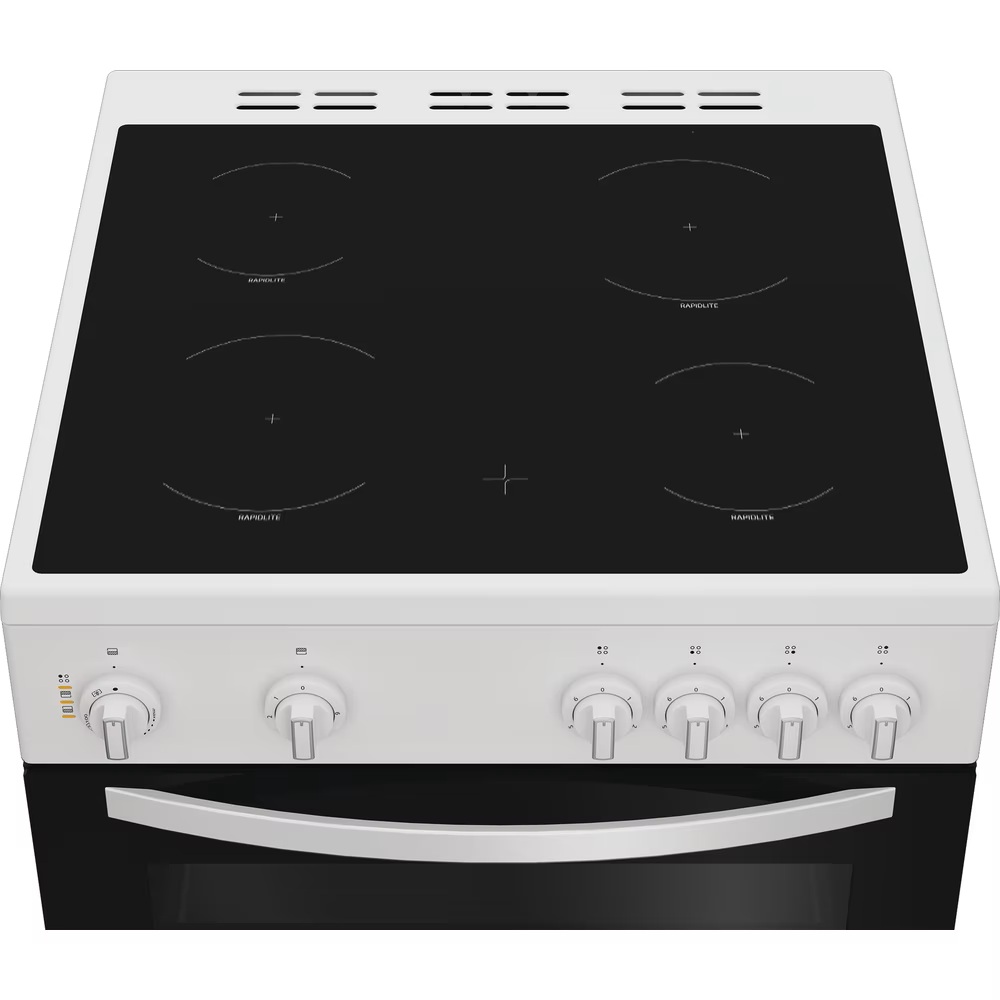 Indesit ITE6VMW 60cm Electric Twin Cooker with Ceramic Hob - White - Image 2