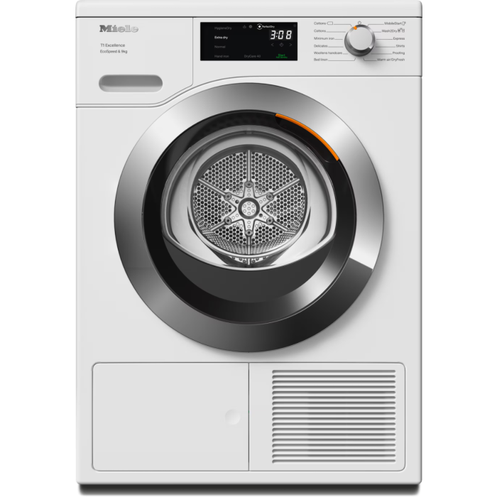 Miele TEH785WP EcoSpeed 9kg Freestanding Condenser Heat Pump Tumble Dryer - Lotus white