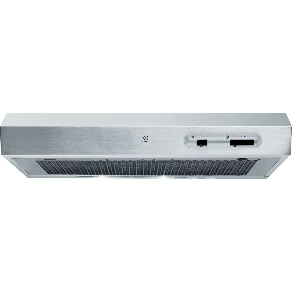 Indesit 60CM Visor Hood - Slider Control - Stainless Steel With Synthetic Grease Filter - 52 / 71 Db