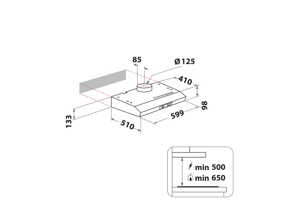 Indesit 60CM Visor Hood - Slider Control - Stainless Steel With Synthetic Grease Filter - 52 / 71 Db - Image 2