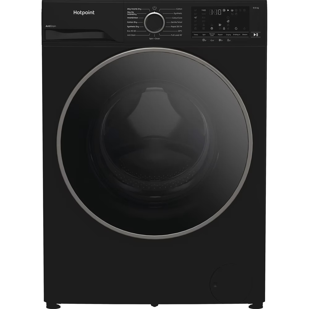 Hotpoint freestanding washer dryer: 9kg Piano Black