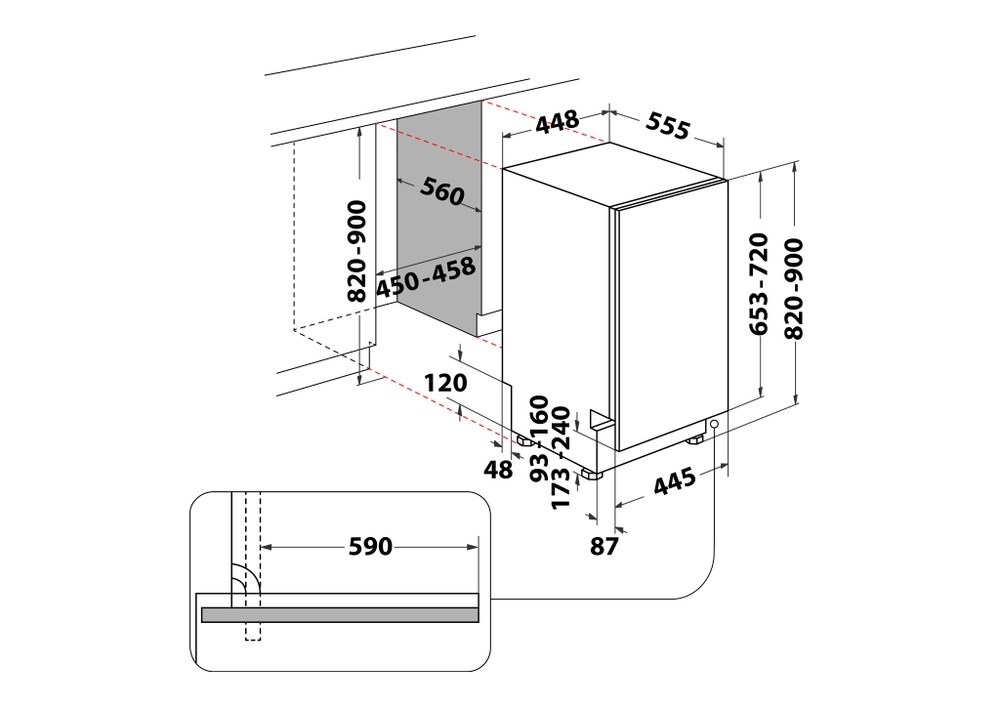 Indesit Integrated dishwasher: slim - IN2IE10CS80UK - Image 2